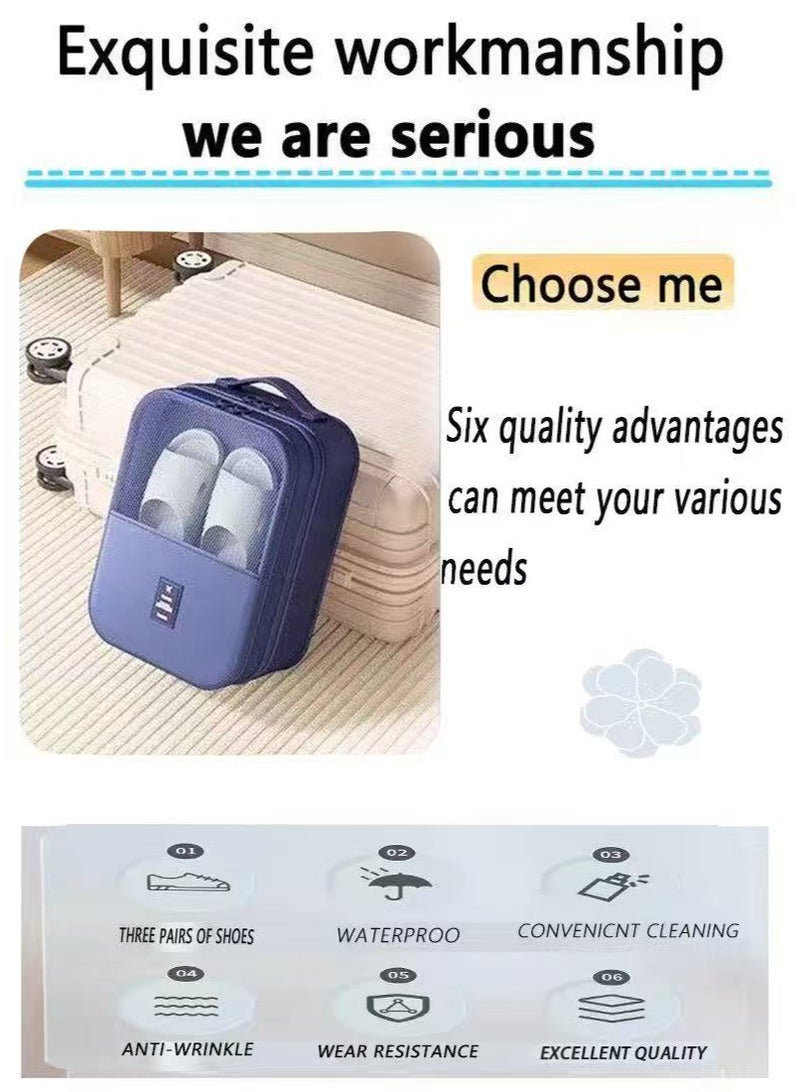 Travel shoe bag that holds 3 pairs of shoes, suitable for both men and women. Zippered shoe storage bag, perfect for travel and everyday use as a carry-on accessory - Image 5